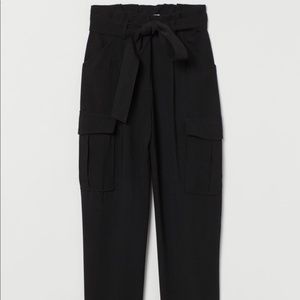 H&M Black Paperbag Cargo Trousers